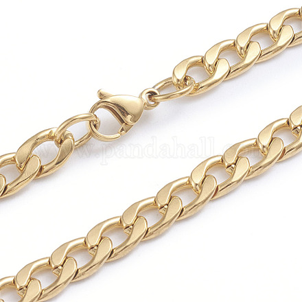 Мужские ожерелья из кубинской цепи из нержавеющей стали 304 NJEW-L173-009-G-1