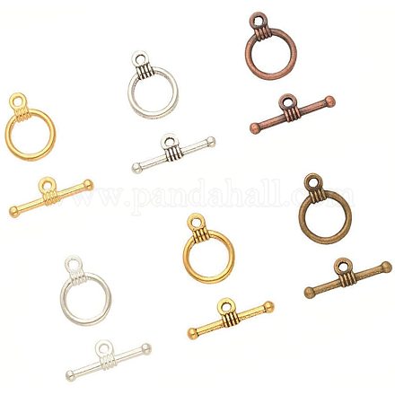 Застежки тоггл в тибетском стиле  TIBEP-PH0004-67-1