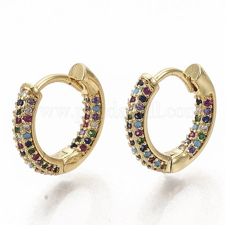 Серьги-кольца из латуни с микро-паве EJEW-S208-060-1