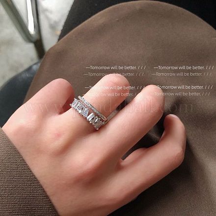 Регулируемые латунные манжеты с микропаве из прозрачного кубического циркония для женщин FS-WG2E2D8-02-1