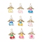 Handmade Glass Enamel Pendants, Heart-shape Angel, with Alloy Wing & Iron Loop & Glass Pearl, Mixed Color, 28.5~29x22x8.5mm, Hole: 2.5mm