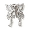 Brass Micro Pave Cubic Zirconia Slide Charms, Cadmium Free & Nickel Free & Lead Free, Butterfly, Platinum, Clear, 22x18x6mm, Hole: 1.4mm