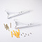 Iron Folding Shelf Brackets, with Plastic Plus & Iron Screws, White, 1.6~25x0.65~3.7x0.65~2.3cm, 20pcs/set