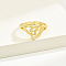 Brass Alphabet Adjustable Rings for Women, Cadmium Free & Nickel Free & Lead Free, with Heart, Letter I, 17mm, US Size 6 1/4(16.7mm)