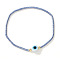 1Pc Glass Seed Beads Stretch Bracelets, Lampwork Evil Eye Jewelry for Women, Steel Blue, Inner Diameter: 6-7/8 inch(17.5cm)