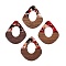 Transparent Resin and Walnut Wood Pendants, Hollow Teardrop Charms with Gold Foil, FireBrick, 48x41x4mm, Hole: 2mm