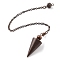 Brass Dowsing Pendulum Big Pointed Cone Pendants, with Lobster Claw Clasps and Chain, Rack Plating, Red Copper, 240mm, Hole: 2mm
