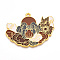 Rack Plating Alloy Enamel Big Pendants, Cadmium Free & Nickel Free & Lead Free, Flower Charms, Golden, Sienna, 41x54x2mm, Hole: 2.5mm