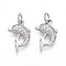 Brass Micro Pave Cubic Zirconia Pendants, Cadmium Free & Lead Free, with Jump Rings, Dolphin, Platinum, 15.5x9.3x3mm, Hole: 3mm