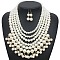 Plastic Pearl Round Beaded Multilayer Necklaces & Dangle Earrings Sets, White, 350~700mm