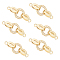 6 Sets Brass Micro Pave Cubic Zirconia Fold Over Clasps, Oval, Real 18K Gold Plated, 25.5mm, Hole: 1.2mm