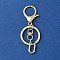 Alloy Initial Letter Charm Keychains, with Alloy Clasp, Golden, Letter U, 8.5cm