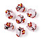 Handmade Lampwork Enamel Beads, Round with Flower, White, 16.5~19mm, Hole: 1.6mm