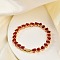 Brass Micro Pave Red Cubic Zirconia Link Chain Bracelets for Women, Heart, Golden, 7.05 inch(17.9cm)