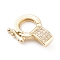 Brass Micro Pave Clear Cubic Zirconia Twister Clasps, Long-Lasting Plated, Golden, 18x13.5x6mm, Hole: 5.5x3.5mm
