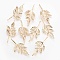 Brass Links connectors, Nickel Free, Leaf, Real 18K Gold Plated, 32x14x1mm, Hole: 1mm