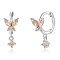 S925 Silver Butterfly Ear Cuffs with Multicolor Zirconia, Elegant Earrings