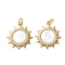 Brass Micro Pave Cubic Zirconia Pendants, with Shell, Sun Charms, Rack Plating, Lasting Plated, Cadmium Free & Lead Free, with Jump Ring, Real 18K Gold Plated, 21x18x2.5mm, Hole: 3mm