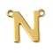304 Stainless Steel Charms, Real 18K Gold Plated, Letter Charm, Letter N, 10x11x1mm, Hole: 1mm
