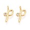 Brass Micro Pave Cubic Zirconia Charms, Long-Lasting Plated, Nickel Free, Real 18K Gold Plated, Letter, Letter P, 13.5x8x3.5mm, Hole: 1.6~1.8mm