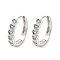 Brass with Cubic Zirconia Hoop Earrings, Heart, Platinum, 18x4mm
