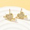 Heart Brass Micro Pave Clear Cubic Zirconia Stud Earrings, Lead Free & Cadmium Free, Long-Lasting Plated, Real 18K Gold Plated, 9.5x13.5mm