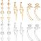 12Pcs 6 Styles  201 Stainless Steel Pendants, Laser Cut, Mixed Color, 29.5~42x8.5~10.5x1mm, Hole: 1.4~1.6mm, 2pcs/style
