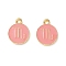 Alloy Enamel Pendants, Flat Round with Scorpio, Light Gold, Light Coral, 15x12x1.5mm, Hole: 1.6mm