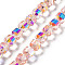 Electroplate Rondelle Glass Beads Strands, AB Color Plated, Faceted, Pearl Pink, 7.5x7mm, Hole: 1.4mm, about 70pcs/strand, 19.69''(50cm).