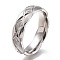 304 Stainless Steel Finger Rings, with Clear Cubic Zirconia, Textured, Rhombus, Stainless Steel Color, US Size 6~9, Inner Diameter: 16~19mm