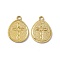 PVD Vacuum Plating 304 Stainless Steel Pendants, Teardrop with Cross Pattern Charms, Golden, 23x17x1.5mm, Hole: 2.2mm