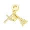 Brass Micro Pave Cubic Zirconia Pendants, Cadmium Free & Lead Free, Cross Heart Tower, With Jump Ring, Real 16K Gold Plated, 29mm, Hole: 3.8mm