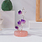 Natural Amethyst Tree Stand Display Decorations, Home Office Decoration, with Rose Quartz Basement, 50x70mm