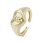 Brass Adjustable Open Rings, Cadmium Free & Nickel Free & Lead Free, Heart, Pisces, US Size 7 3/4(17.9mm)