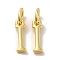 Brass Pendants, Cadmium Free & Nickel Free & Lead Free, with Jump Ring, Letter I, 10x3x1.5mm, Ring: 5x1mm, inner diameter: 3mm