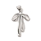 Brass Micro Pave Clear Cubic Zirconia Pendants, Cadmium Free & Lead Free, Bowknot, Platinum, 23x16x3mm, Hole: 4x3.5mm
