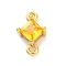 Brass Cubic Zirconia Rhombus Connector Charms, Rack Plating, Real 18K Gold Plated, Long-Lasting Plated, Lead Free & Cadmium Free, Gold, 10.5x7x4mm, Hole: 1.2mm