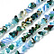Electroplate Glass Beads Strands, Triangle, Turquoise, 3.5x6x4.5mm, Hole: 1mm, about 100pcs/strand, 13.39''(34cm)