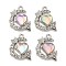 Platinum Alloy Glass Pendants, with Resin, Moon with Heart & Arrow, Platinum, 19x17x4.5mm, Hole: 2.1mm