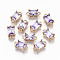 Transparent Glass Links Connectors, with Light Gold Tone Brass Findings, Long-Lasting Plated, Cadmium Free & Lead Free, Rectangle, Lilac, 12x6x4.5mm, Hole: 1.4mm