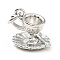 Brass Pendants, with Jump Rings, Cadmium Free & Lead Free, Cup with Saucer & Word Roya, Platinum, 15mm, Hole: 3.3mm