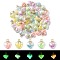 50Pcs 5 Colors Glow in the Dark Luminous Glass Pendants, with Golden Plastic Pendant Bails and Resin Rhinestone Inside, Heart Charms, Mixed Color, 20x15x9mm, Hole: 2mm, 10Pcs/color