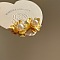 Retro Flower Brass & Imitation Pearl Stud Earrings for Womenes, Golden