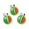 Opaque Resin Pendants, Imitation Vegetable & Fruit, with Platinum Tone Iron Loop, Watermelon, 20x16.5x6mm, Hole: 2mm