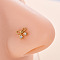 316L Surgical Stainless Steel Micro Pave Clear Cubic Zirconia L-Shaped Nose Rings, Golden, Bowknot, 7mm, Pin: 0.8mm