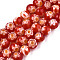 Round Millefiori Glass Beads Strands, Orange Red, 6mm, Hole: 1mm, about 67pcs/strand, 14.7 inch
