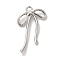 Rack Plating Alloy Pendants, Cadmium Free & Nickel Free & Lead Free, Bowknot, Platinum, 20x12x2mm, Hole: 1.4mm
