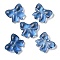 Transparent Spray Paint Glass Beads, Bowknot, Blue, 15.5x17.5x7.5mm, Hole: 1.4mm