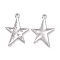 Rack Plating Alloy Pendants, Cadmium Free & Lead Free & Nickle Free, Star Charm, Silver, 28x19x1.5mm, Hole: 1.8mm