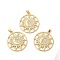 Rack Plating Brass Micro Pave Cubic Zirconia Pendants, Cadmium Free & Lead Free,  Flat Round, Real 18K Gold Plated, 33x30x2mm, Hole: 5x3mm